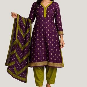 Brand new purple and green Desi suit set